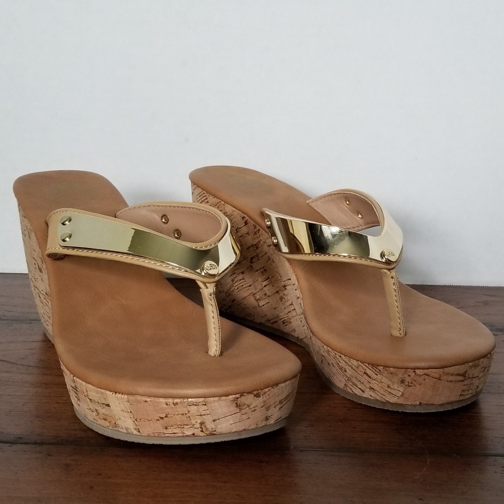 Gold Wedge Heel Sandals
